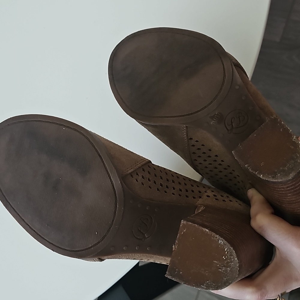 Lucky Brand Lamina Tan Peep-Toe Heeled Boots - Picture 5 of 8